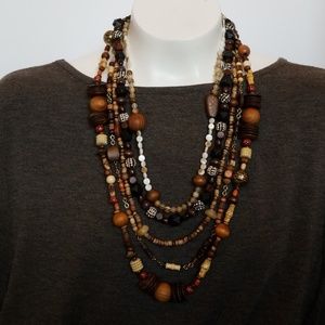 Multistrand Nature Color Statement Necklace